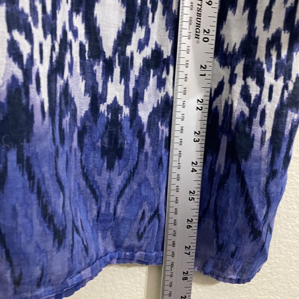 Chico's womens Blouse Top Size 1 Medium Blue White Animal Print Cotton - Picture 5 of 7